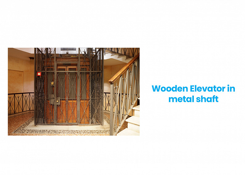pickerings old wooden lift in metal shaft