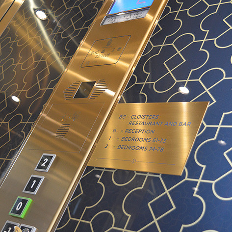 Gold control panel, bespoke passenger lift