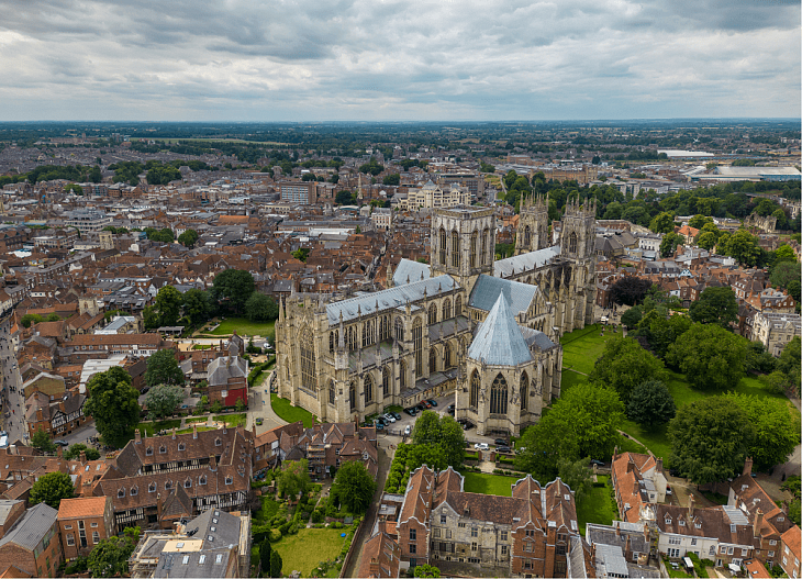 Aerial view of York, England