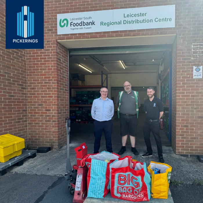 Jimmy (L) and Tom (R) from Pickerings donated to Leicester Food Bank