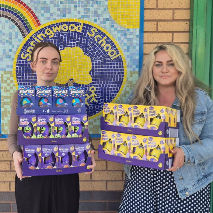 Service & Repairs Manager Kelly and Service Administrator Diana were delighted to deliver the chocolate treats to Springwood Primary School.